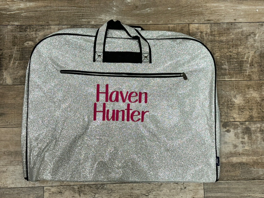 NGIL Black Glitter Garment Bag, Personalize Dance Garment Bag, Black