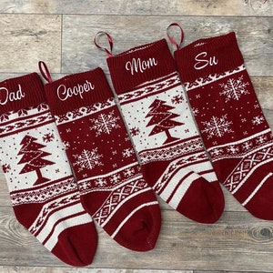 Embroidered Christmas Stockings, Personalized Christmas Stockings, Knit Stocking, Christmas knit Stocking, sweater stocking