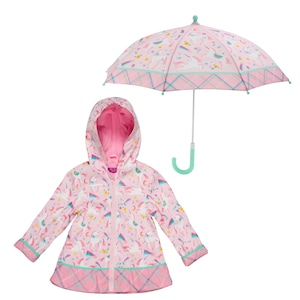 Girls Pink Unicorn Raincoat Set, Kids Rain jacket, Personalized Rain Jacket, unicorn Raincoat, Childrens Raincoat Set, Gift For girl image 3