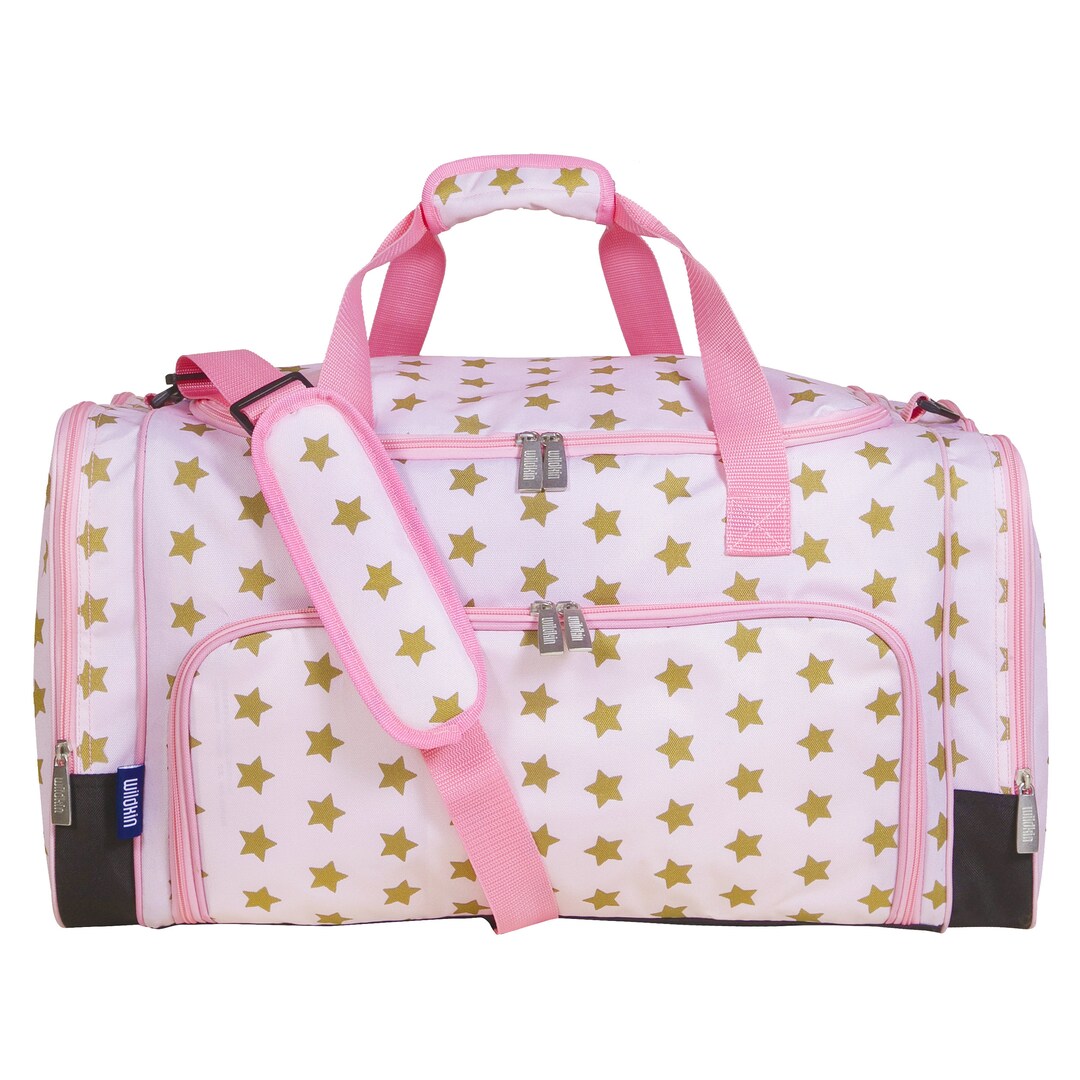 Wildkin Pink and Gold Star Weekender Duffel Bag, Personalized Star(00)