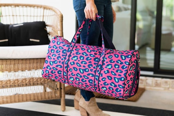 Hot Pink Leopard Duffel Bag with 
