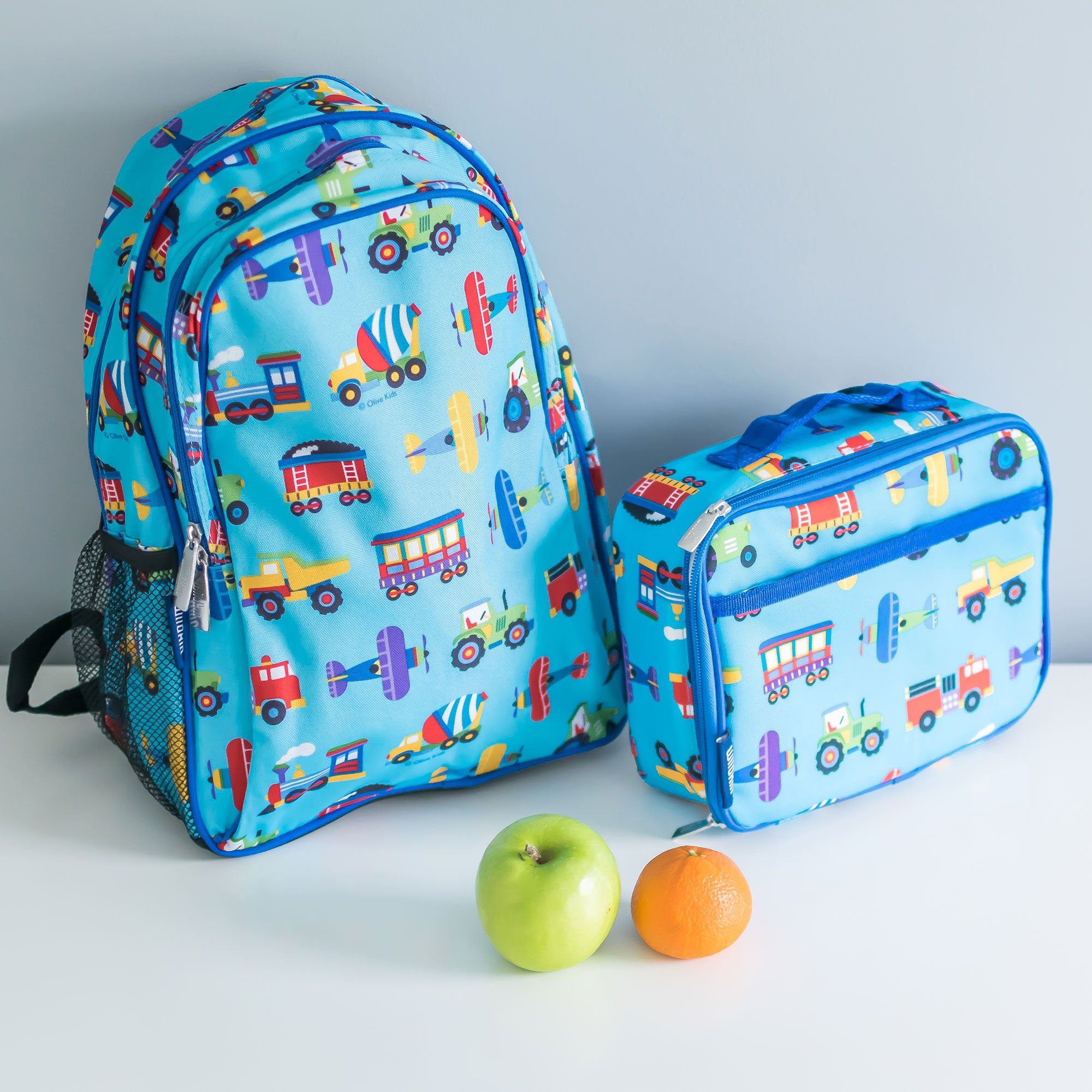 Wildkin Trains, Planes & Trucks Clip-In Lunch Box Blue