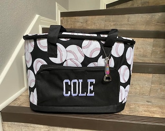 Monogrammed Baseball Cooler Bag, Personalized Cooler Bag, Baseball Cooler, Pool Insulated cooler, Personalized cooler, Baseball Carrier