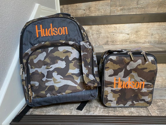 Monogram Backpack Camo or Black Diamond With Matching Lunch 