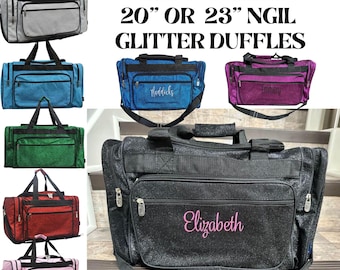 Personalized Embroidered Monogram 20 or 23  Inch NGIL Black Glitter Cheer Dance Travel Duffle