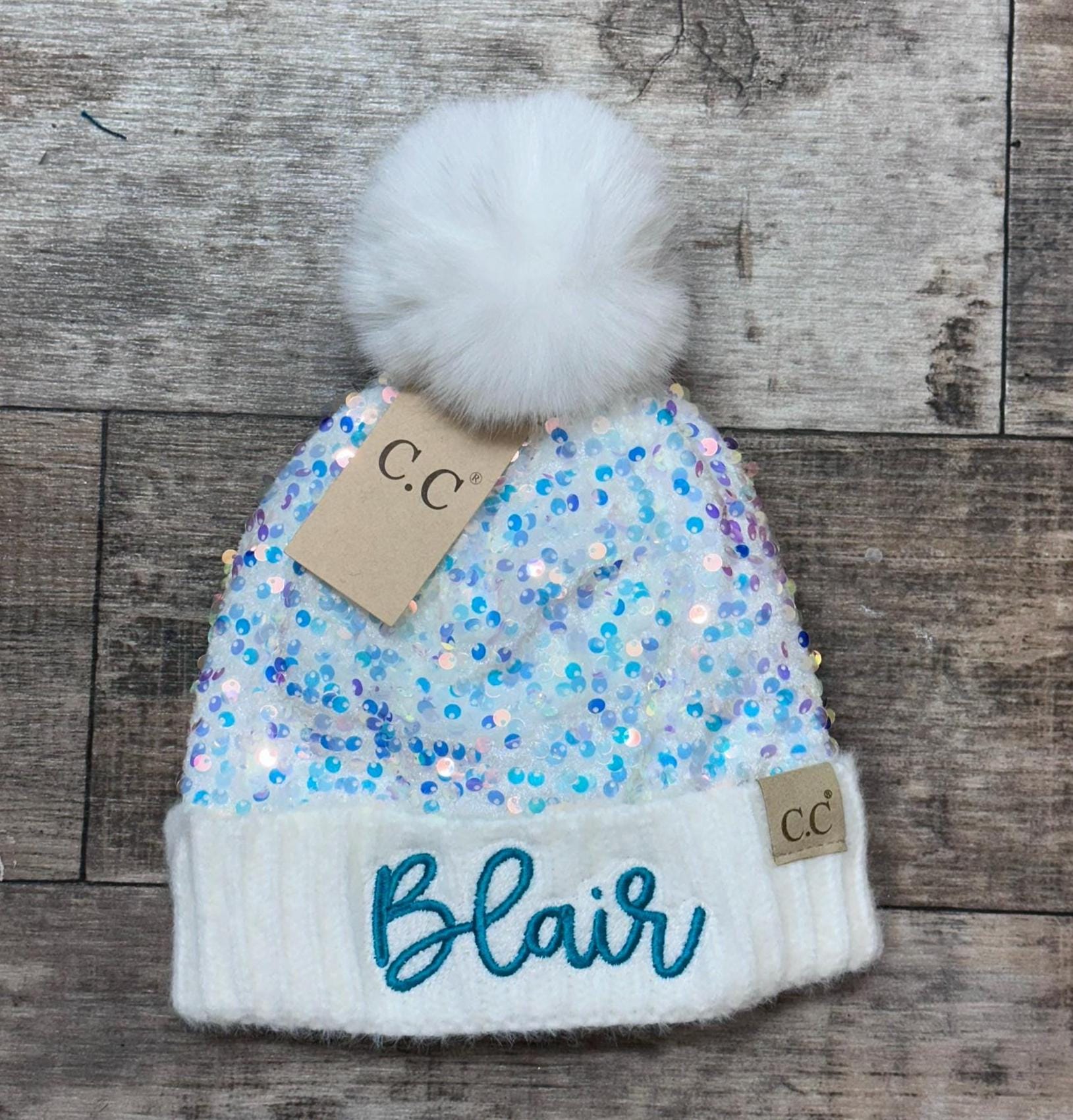 Blue Sequin Beanie - Etsy