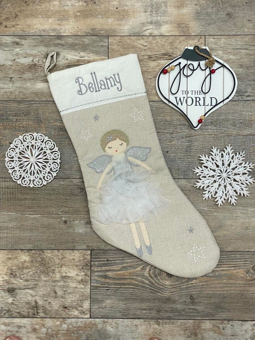 Silver Angel Christmas Stocking Christmas Stocking Embroider - Etsy