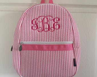 Personalized Toddler backpack, Seersucker backpack, Monogrammed Baby Backpacks, Preschool Book Bag, daycare backpack, baby gift