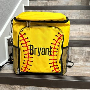 NWT Yellow Softball-Themed Insulated Cooler Backpack, Game Day Insulated cooler Softball Backpack Cooler - Etsy main image 3