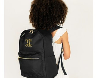 Embroidered Black Backpack and Accessory set, backpack and accessory set, girls personalized backpack and pencil pouch