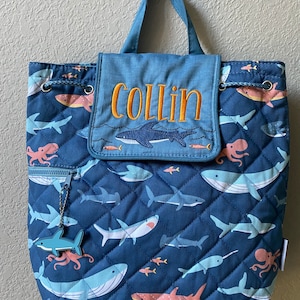 Quilted Backpack for baby, Shark Backpack, Stephen Joseph, Preschool Backpack, Pre-K Backpack, small boy backpack, quilted backpack
