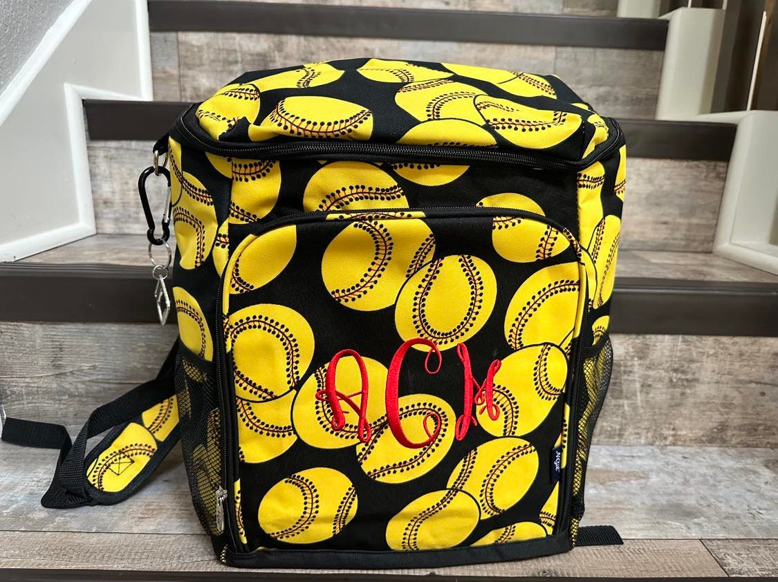 NWT Yellow Softball-Themed Insulated Cooler Backpack, Game Day Insulated cooler Softball Backpack Cooler - Etsy main image 4