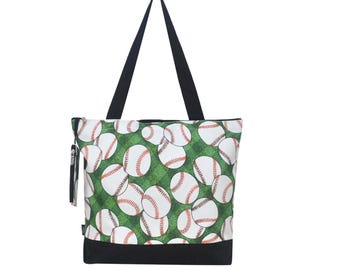 Baseball Tote Bag, Baseball Tote, Baseball Bag, Personalized Canvas Baseball Tote, Large Baseball Canvas Tote Bag