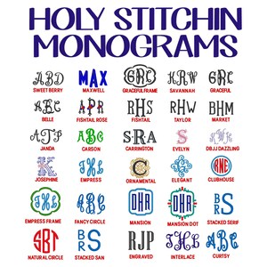 Puede incluir: Un gr&aacute;fico de diferentes estilos de monogramas con nombres para cada estilo. Los estilos incluyen: Sweet Berry, Belle, Janda, Josephine, Empress Frame, Natural Circle, Maxwell, Fishtail Rose, Carson, Empress, Fancy Circle, Stacked San, Graceful Frame, Fishtail, Carrington, Ornamental, Mansion, Mansion Dot, Savannah, Taylor, Evelyn, Elegant, Clubhouse, Stacked Serif, Engraved, Interlace, Curtsy,  DBJJ Dazzling, Market y Graceful.