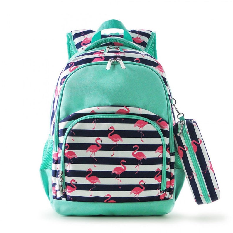 flamingo backpack and lunchbox