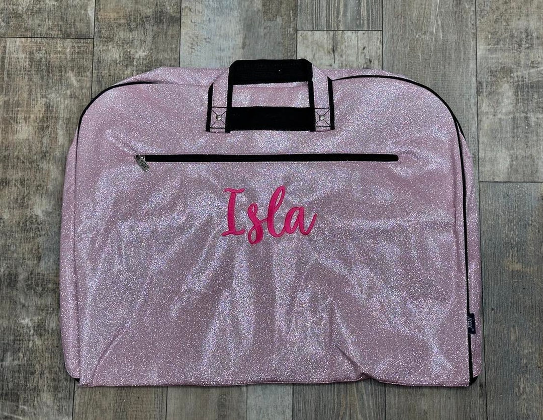 NGIL Black Glitter Garment Bag, Personalize Dance Garment Bag, Black