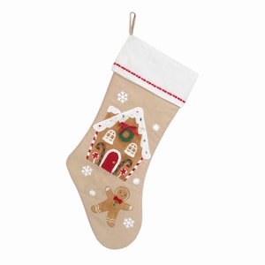Gingerbread Christmas Stocking, Christmas Stocking, Embroider Christmas Stocking, Personalize Christmas Stocking