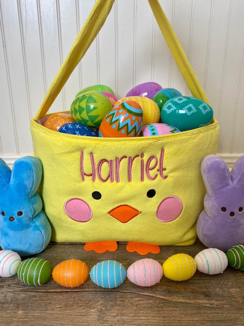 Easter Basket Personalized Easter Basket Embroidered Easter Etsy