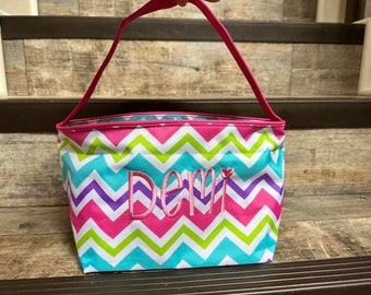 Easter Basket, personalized easter basket, embroidered easter basket, chevron easter basket, girls easter basket, chevron easter basket