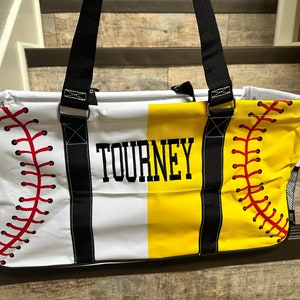 Monogrammed Softball Baseball Ultimate Tote, Collapsible Tote, Tailgate Tote, Personalized utility tote, Softball Utility tote, snack holder