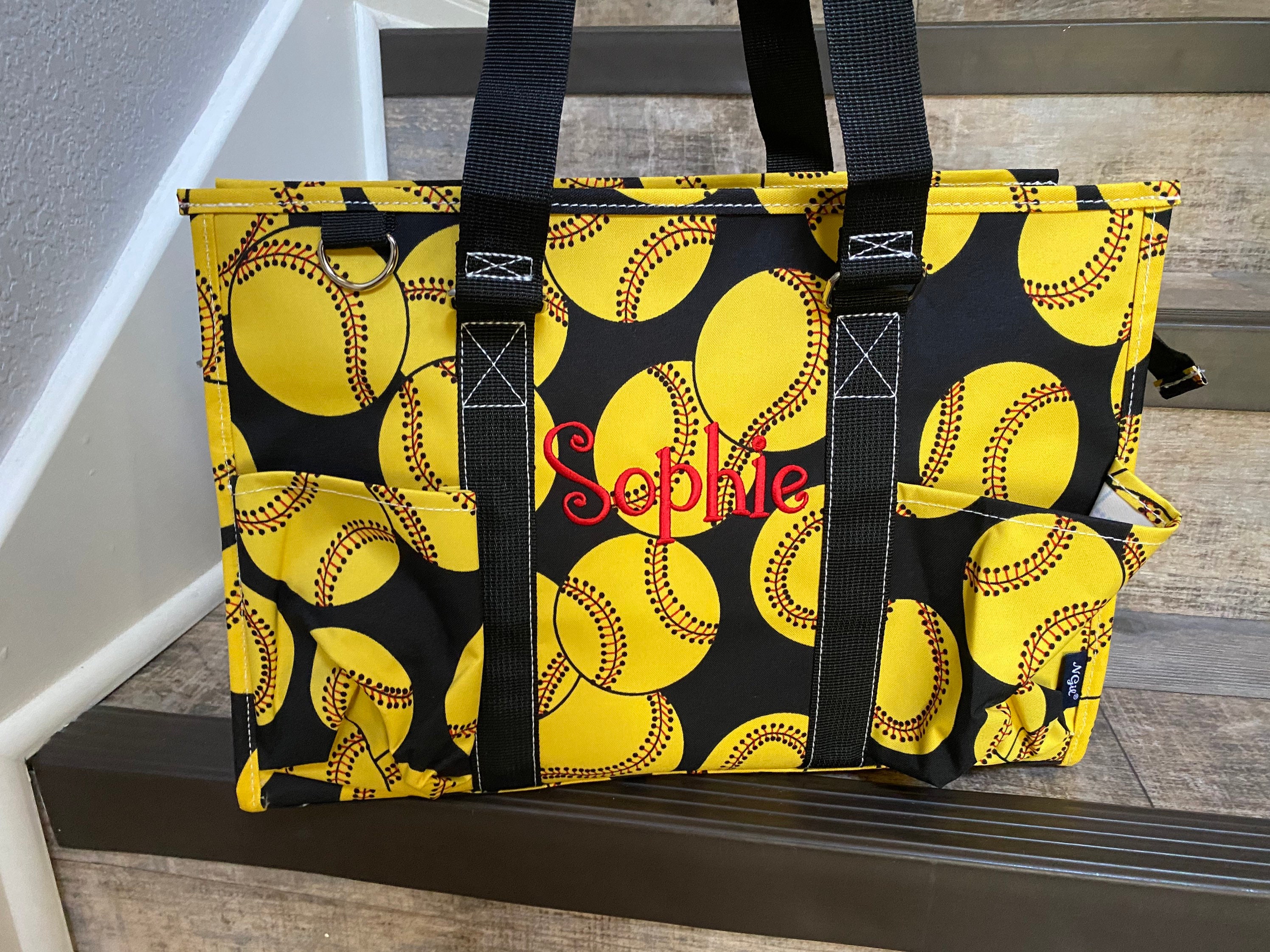 Softball Zipper Caddy Organizer Tote Bag Softball Organizer Tote