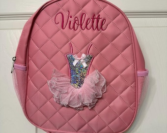 Embroidered Pink Tutu Dance backpack, Dance Gift, girls dance duffle, Personalize little Girl Dance backpack, little girl dance backpack