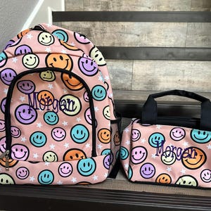 Large Happy Vibes backpack, Smiley school bag, girls Smile backpack, ngil Happy Vibes Smiley large backpack, girls back to school bag