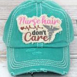 Distressed Nurse Hair Don't Care Baseball Cap Black Nurse - Etsy