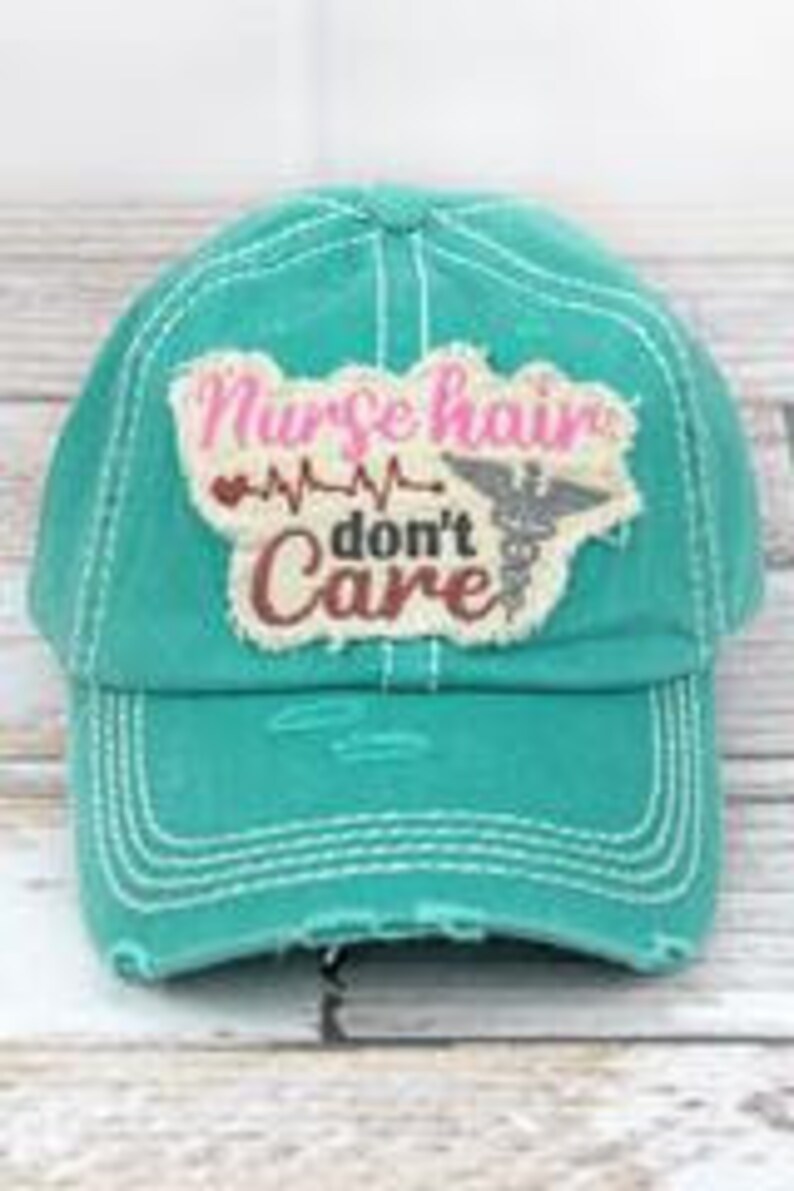 Distressed Nurse Hair Don't Care Baseball Cap Black Nurse - Etsy