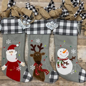 Personalize kids stocking, embroider christmas stocking, personalize Reindeer santa snowman stocking, kids christmas stocking