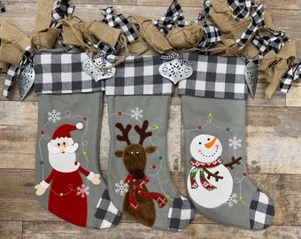 Personalize kids stocking, embroider christmas stocking, personalize Reindeer santa snowman stocking, kids christmas stocking