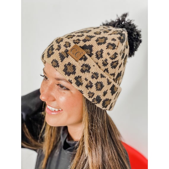 Adult Hat 80 Leopard Pom C.C. Beanie 
