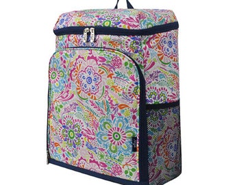Monogram Wildflower Backpack Cooler, Personalize Backpack Cooler, Backpack Cooler for hiking, Ballfield Cooler, Pool Backpack Cooler