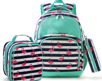 ILEEY Flamingos Pattern With Plants School Backpack Book Bag for Boys Girls and Kids