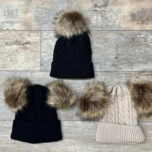 Fur Pom Baby Beanies, Single Fur pom Beanie , Double Fur Pom Beanie, Baby Beanie, Fur pom beanie