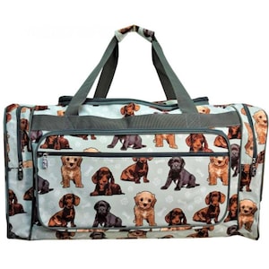 23 Inch Pups Duffle, personalize puppy duffle, puppy duffle bag, boys or girls travel bag, embroider duffle, dog duffle, puppy love duffle