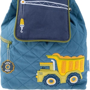 Personalize Quilted Dump Truck Backpack, Stephen Joseph Truck Backpack, Preschool Backpack, Toddler Backpack, Children&#39;s Backpack