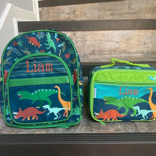 Personalized Dino Backpack Lunchbox Set Boys Monogram Etsy