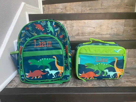 Personalized Dino Backpack Lunchbox Set, Boys Monogram Backpack Lunchobox  Set, Embroidered Backpack and Lunchbox, Dino Backpack, School Set 