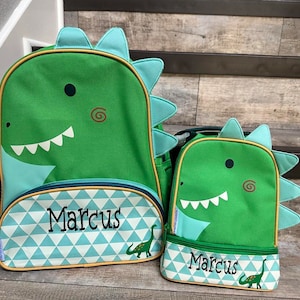 Personalized Sidekicks Dino Backpack- Stephen Joseph Backpack- Preschool Backpack- dino lunchpal - Children's Backpack, Dinosaur set