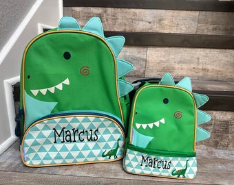 Personalized Sidekicks Dino Backpack- Stephen Joseph Backpack- Preschool Backpack- dino lunchpal - Children's Backpack, Dinosaur set