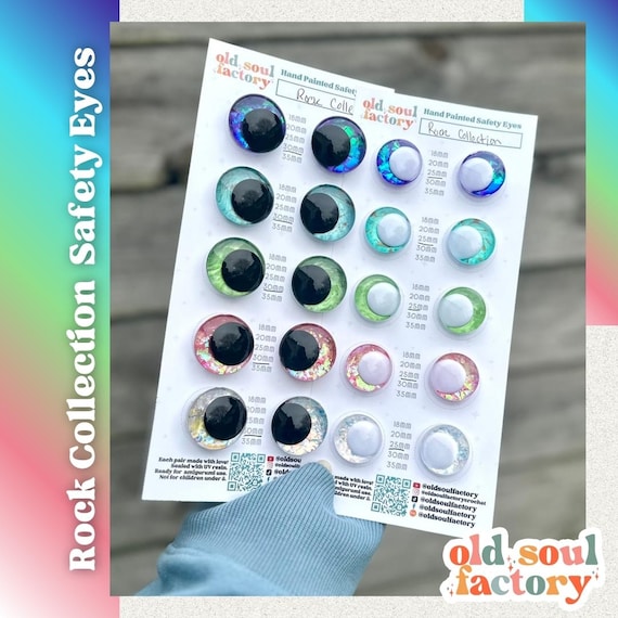 Rock Collection Safety Eyes - Hand-Painted Eyes for Plushies, Amigurumi, and Crochet Creations - Ready to Ship