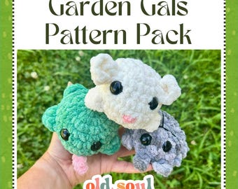 PDF PATTERN ONLY - Garden Gals - Crochet Patterns - Beetle, Frog, and Mouse