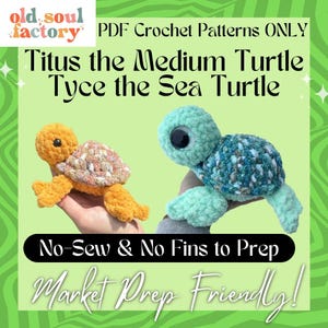 PDF PATTERNS ONLY - Tyce the Sea Turtle - Titus the Medium Sea Turtle - Crochet Turtles Pattern Bundle