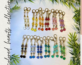 Crochet Beaded Stitch Marker - Colored Hearts Collection