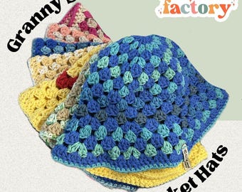 Handmade Granny Stitch Crochet Bucket Hat: Colorful Boho Festival Style