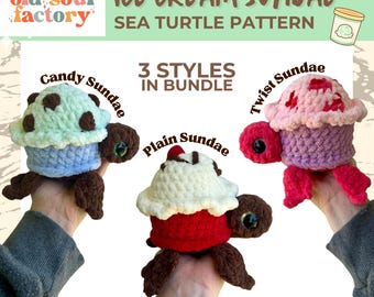 PDF PATTERN ONLY - Ice Cream Sundae Sea Turtle - Crochet Pattern for market prep