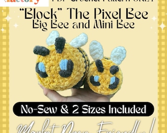PDF PATTERN ONLY - Block the Pixel Bees - Crochet Patterns - 2 sizes included