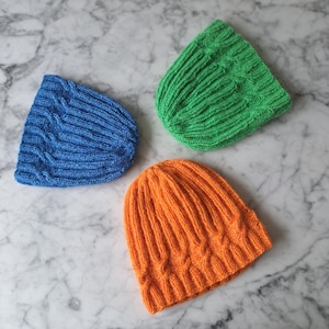 Cable knit beanie: soft alpaca mix hat. Bright winter beanie. Beanie for him. Beanie for her. Made in Ireland. Cozy winter knit alpaca hat.