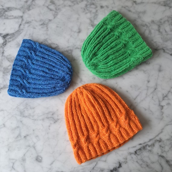 Cable knit beanie: soft alpaca mix hat. Bright winter beanie. Beanie for him. Beanie for her. Made in Ireland. Cozy winter knit alpaca hat.